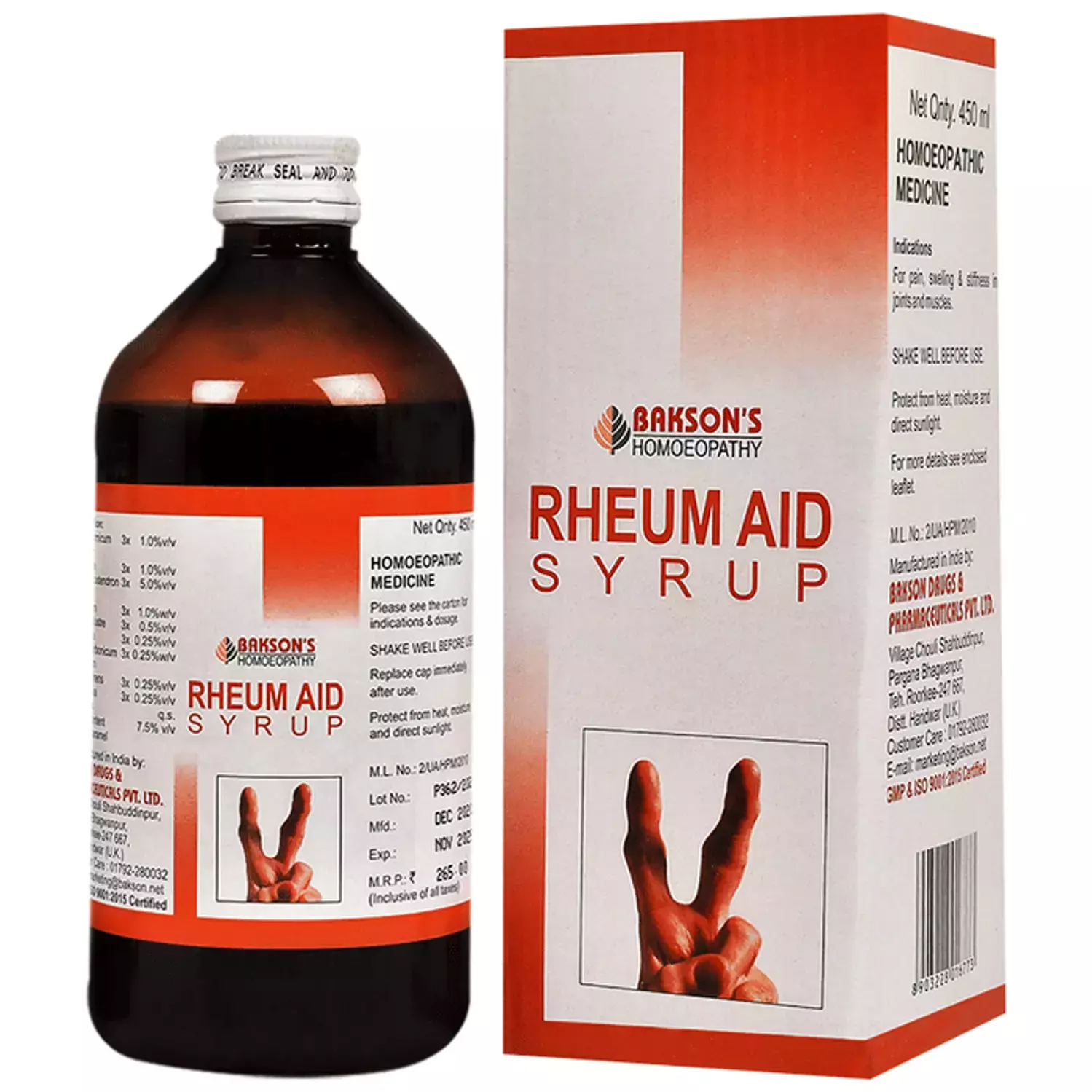 Baksons Homoeopathy Rheum Aid Syrup Homeopathic Medicine 450 Ml