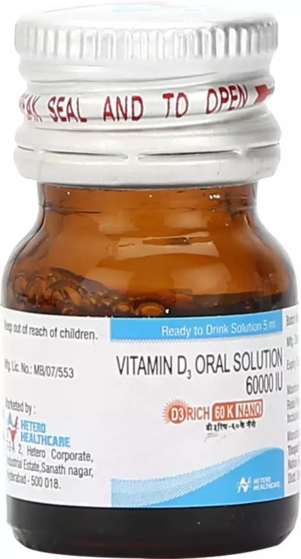 D3 Rich 60K Nano Bottle Of 5Ml Oral Solution