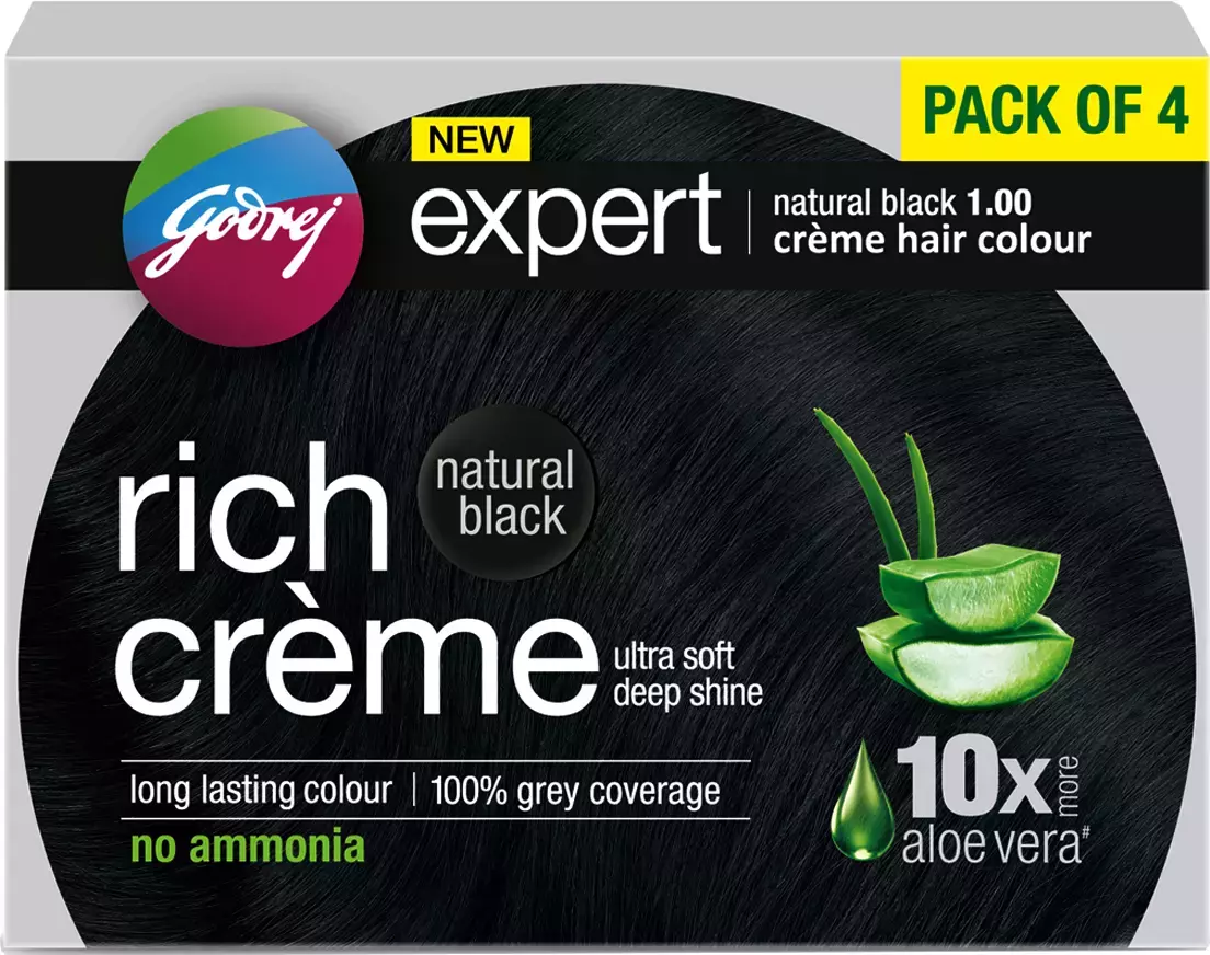 Godrej Expert New Creme Hair Colour - Natural Black - Pack Of 4