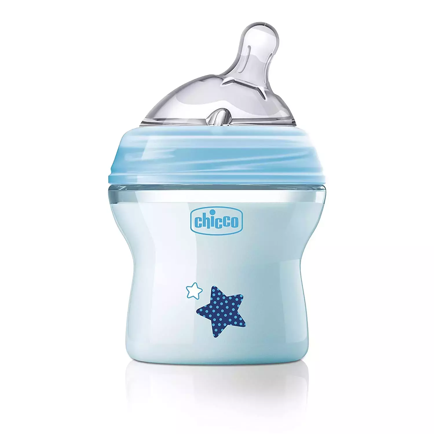 Chicco Natural Feeling Baby Milk Feeding Bottle|Wide Neck, Anti-Colic|Easy Milk Flow|0M+|150Ml, Blue