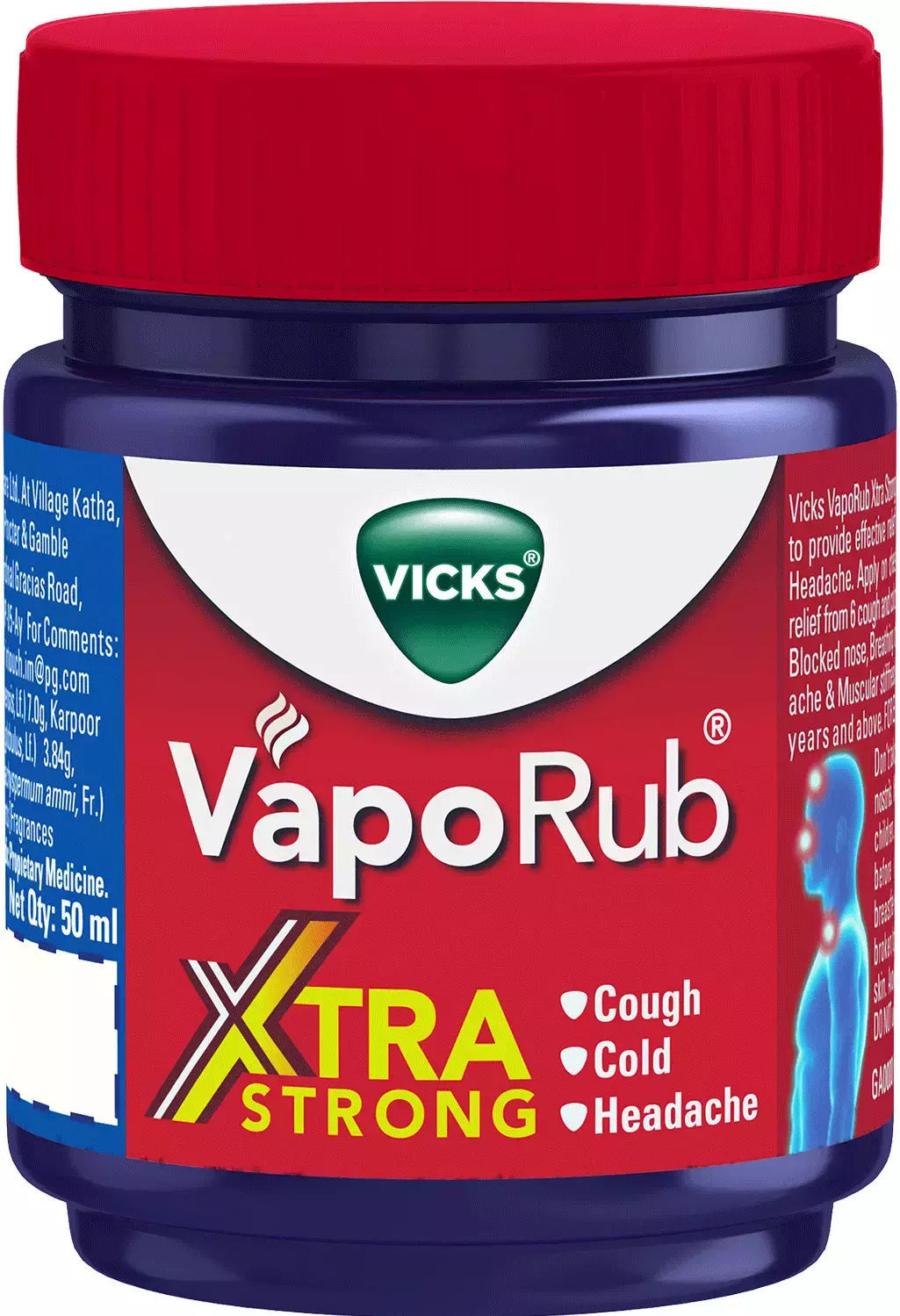 Vicks Vaporub Xtra Strong 50 Ml Relief From Cold Cough Headache And Body Pain