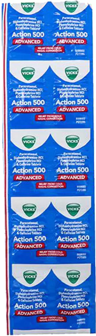 Vicks Action Advanced 500Mg Strip Of 10 Tablets