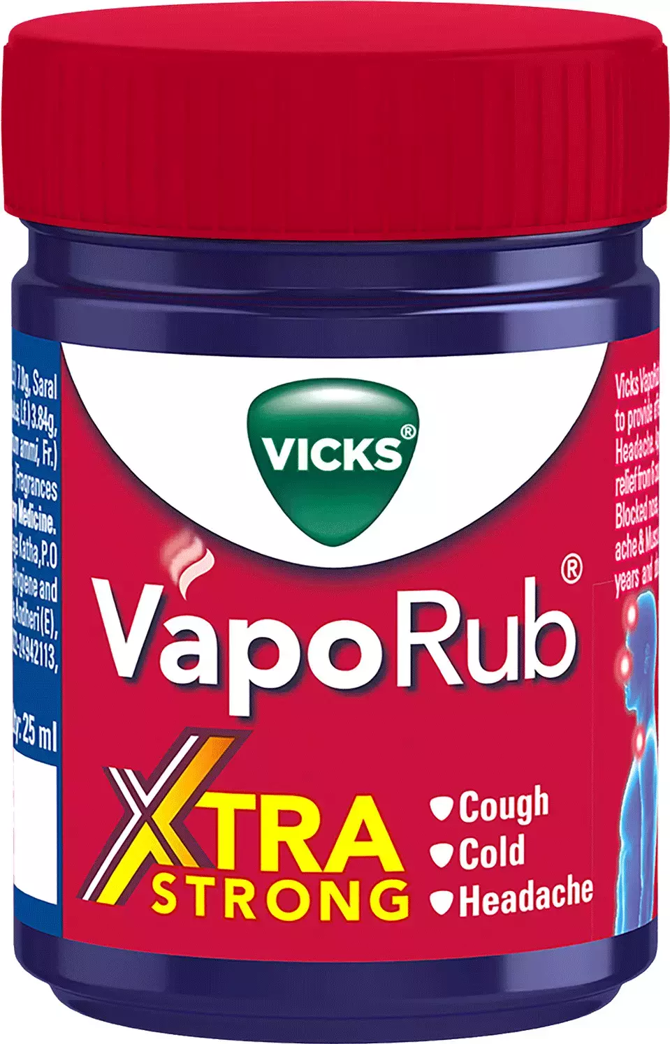 Vicks Vaporub Xtra Strong 25 Ml Relief From Cold Cough Headache And Body Pain
