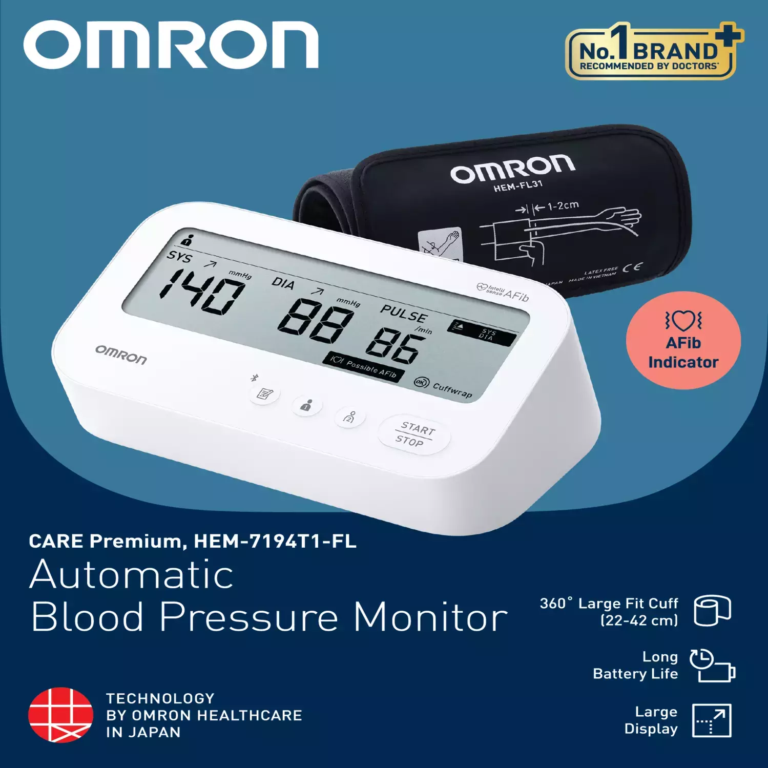 Omron Hem-7194T1- Fl Automatic Blood Pressure Monitor 1 Nos