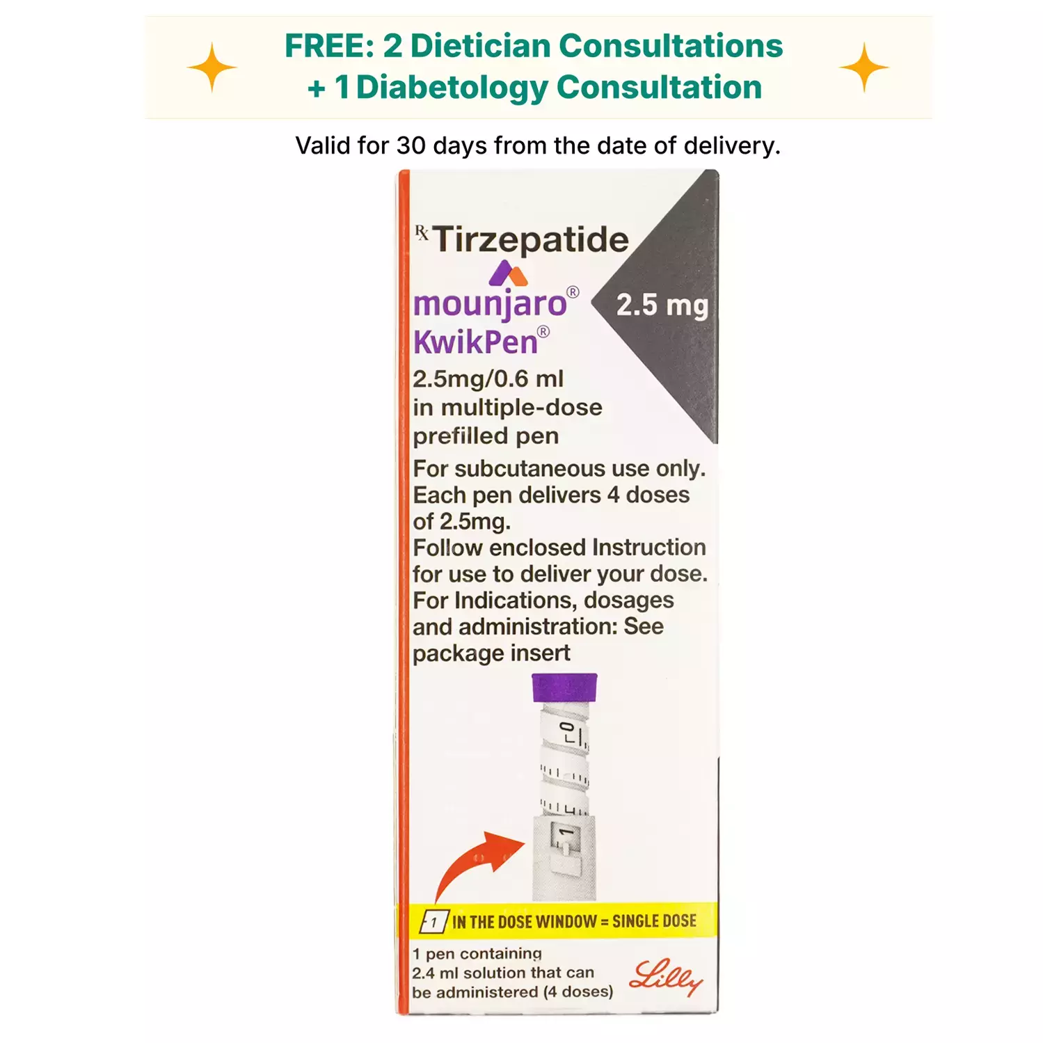 Mounjaro Kwikpen 2.5Mg Pre Filled Pen Of 2.4Ml Solution For Injection