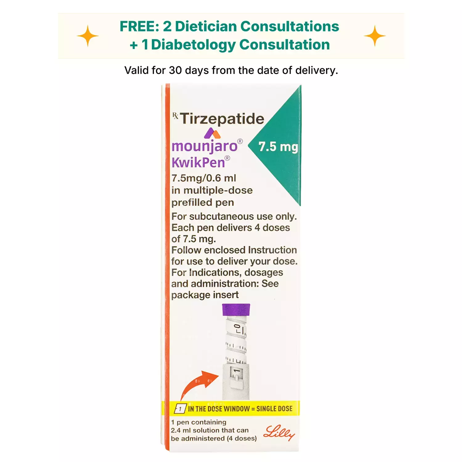 Mounjaro Kwikpen 7.5Mg Pre Filled Pen Of 2.4Ml Solution For Injection