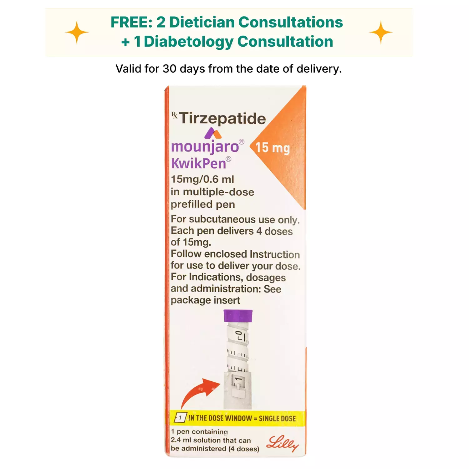 Mounjaro Kwikpen 15Mg Pre Filled Pen Of 2.4Ml Solution For Injection