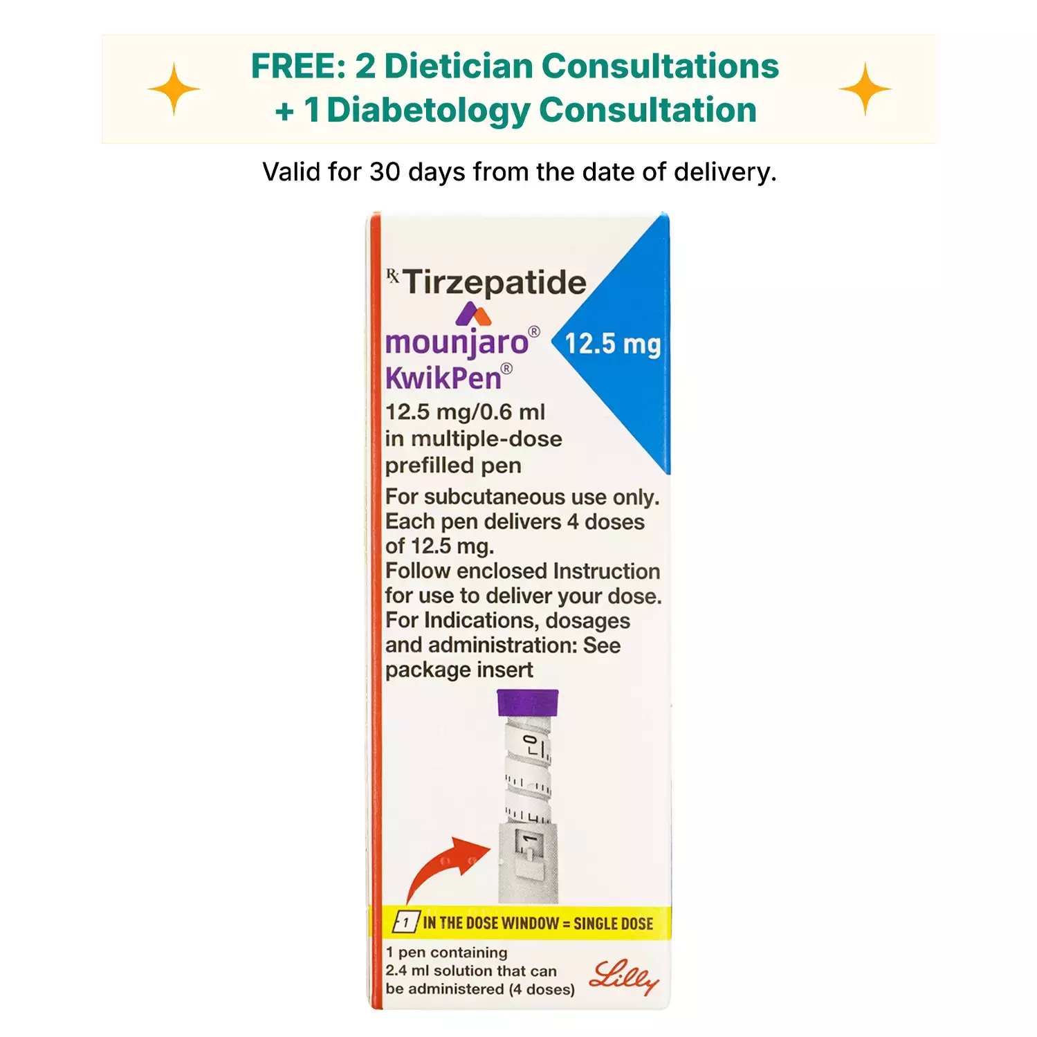 Mounjaro Kwikpen 12.5Mg Pre Filled Pen Of 2.4Ml Solution For Injection