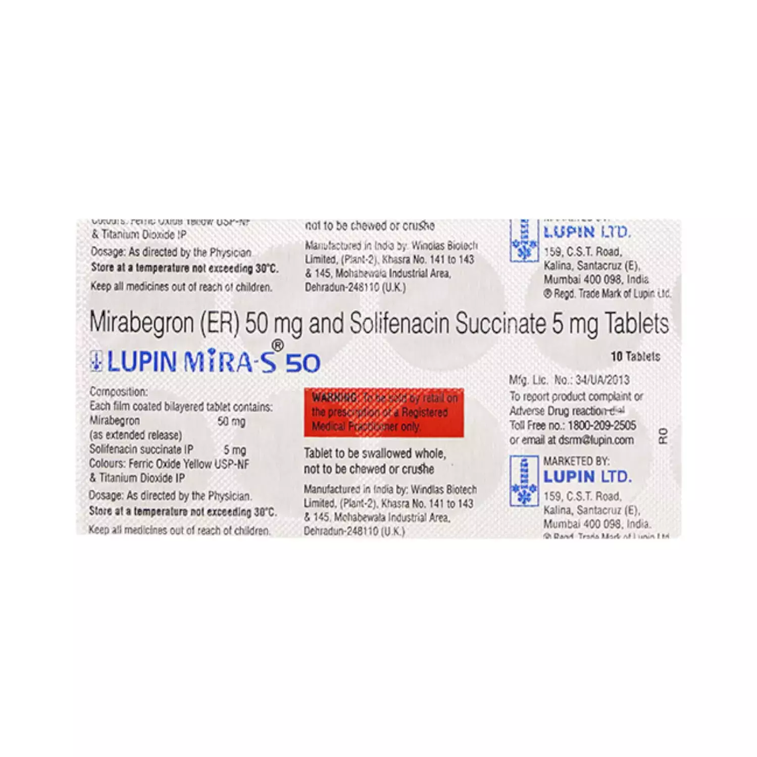 Lupin Mira S 50Mg Strip Of 10 Tablets