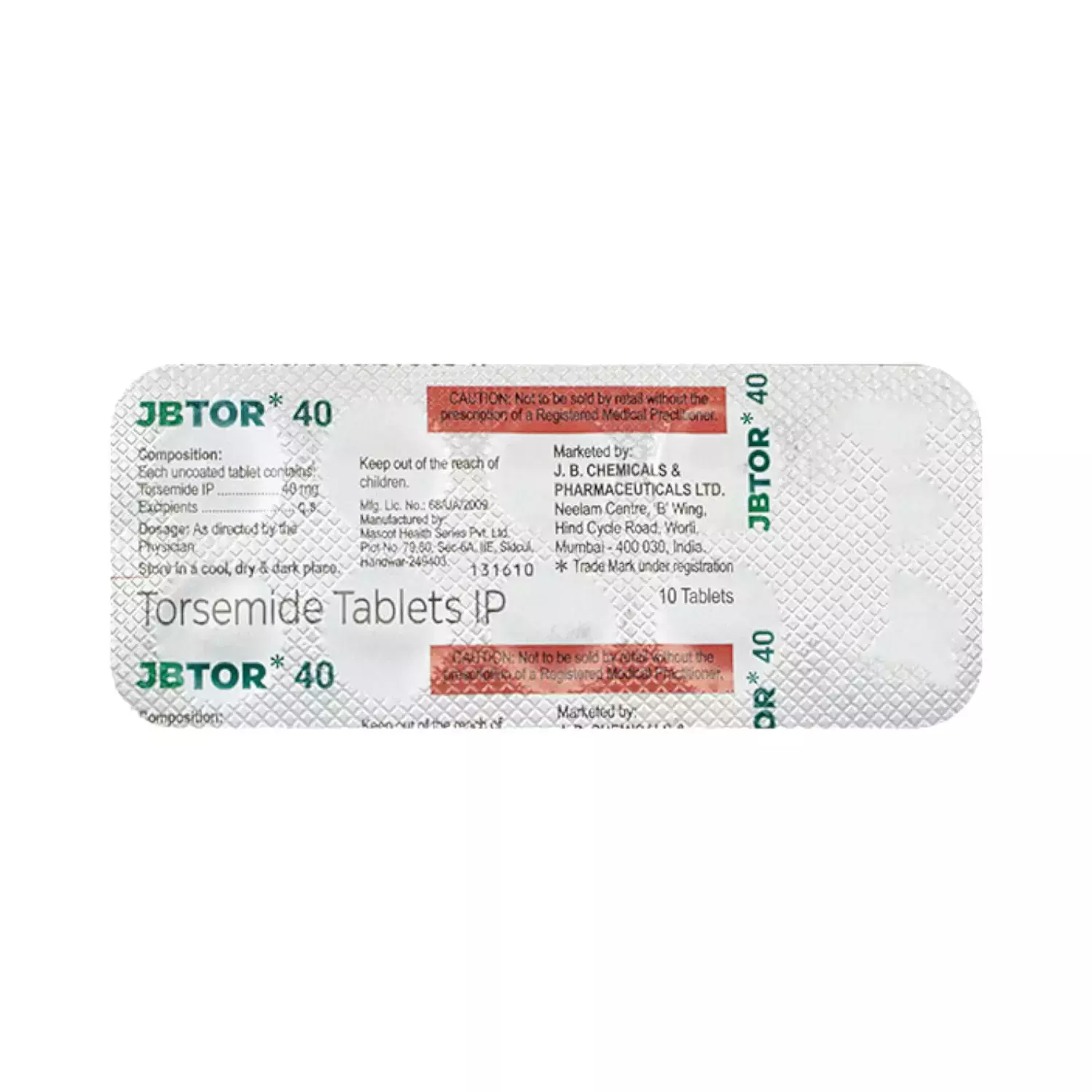 Jbtor 40Mg Strip Of 10 Tablets