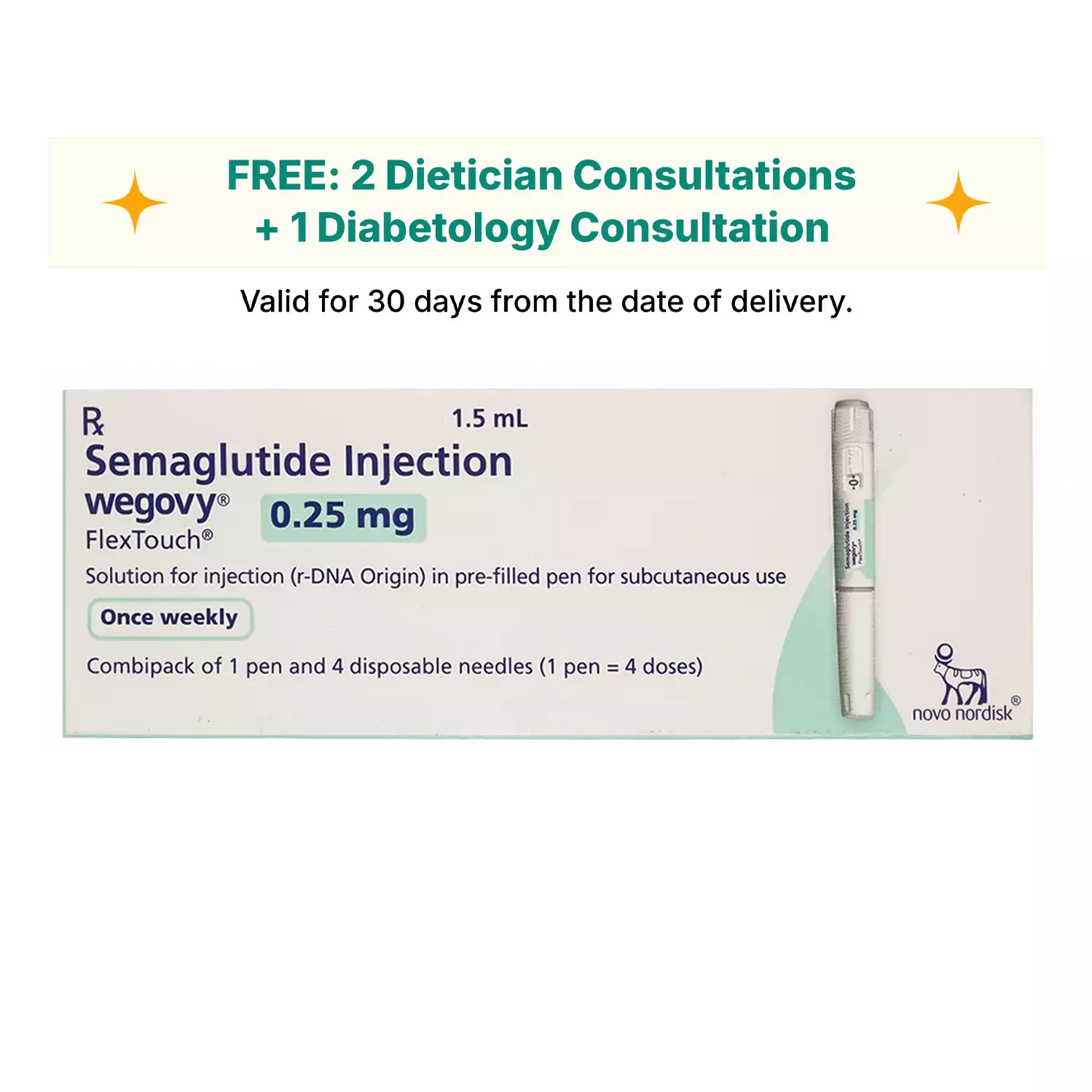Wegovy 0.25Mg Flextouch Pre Filled Pen Of 1.5Ml Solution For Injection