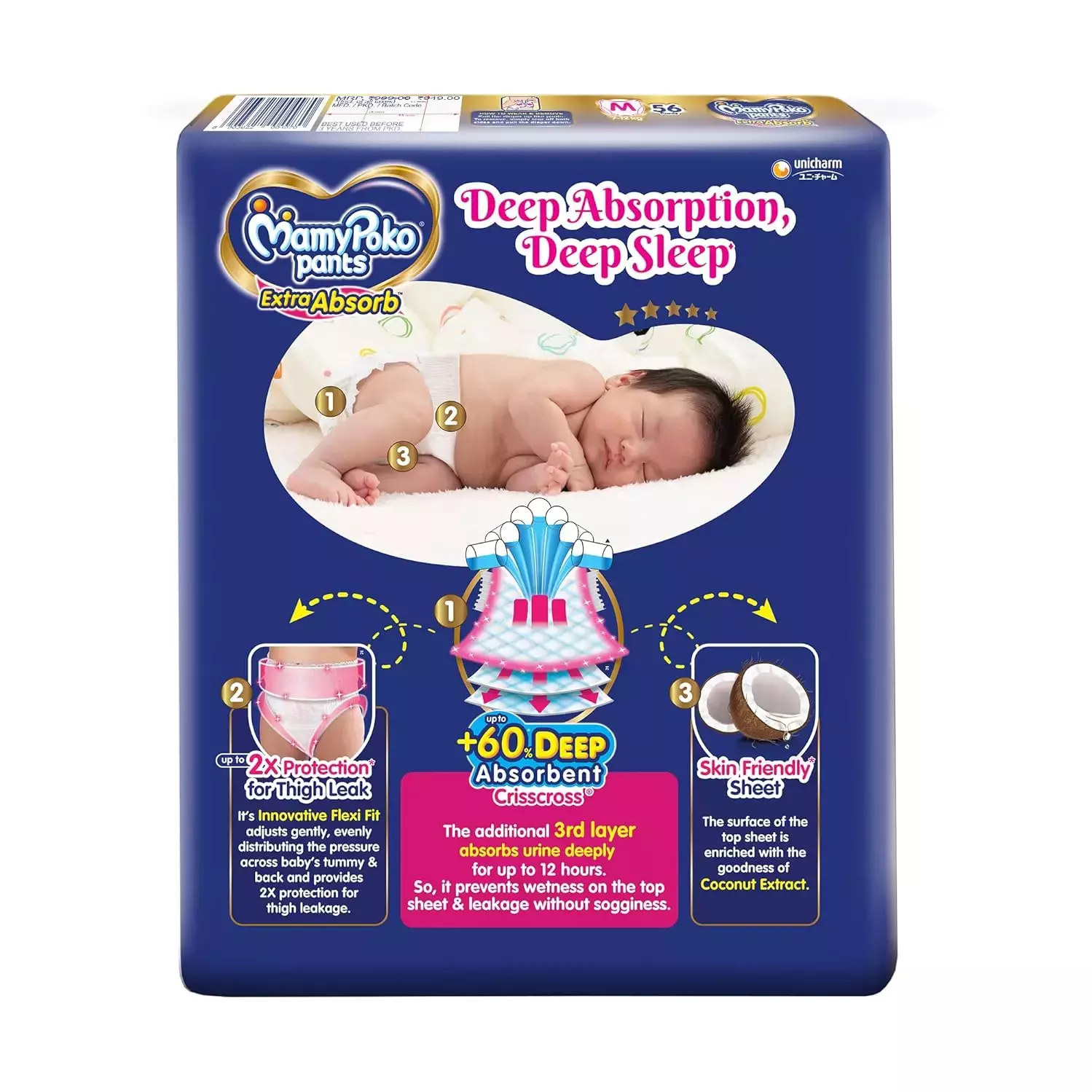 Mamypoko Pants Extra Absorb Diaper - Extra Large Size Pack Of 52 Diapers