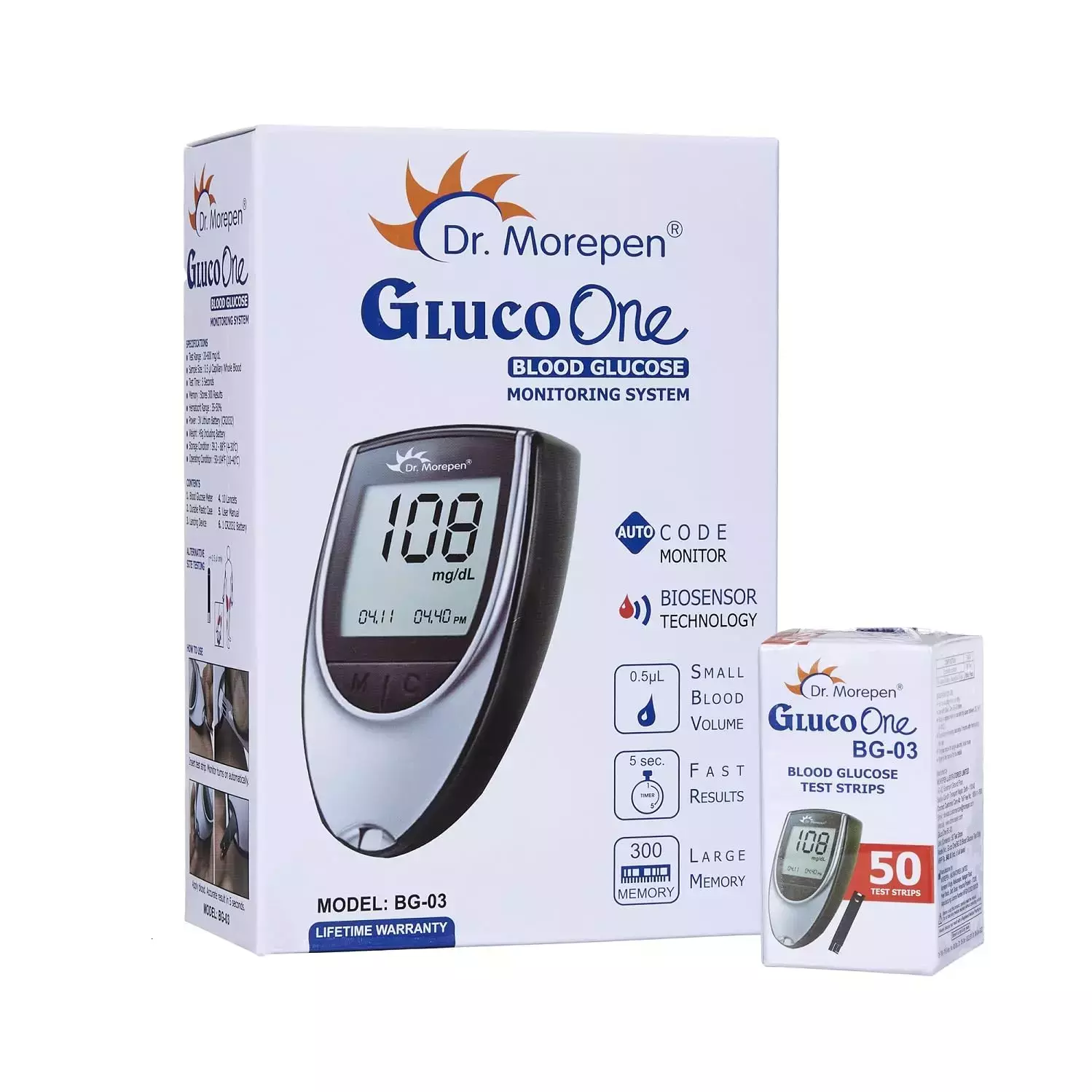 Dr. Morepen Bg-03 Glucometer Kit (With 50 Strips)