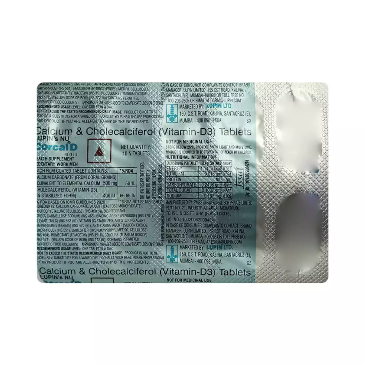 Lupins Nu Corcal D 400Iu Strip Of 10 Tablets