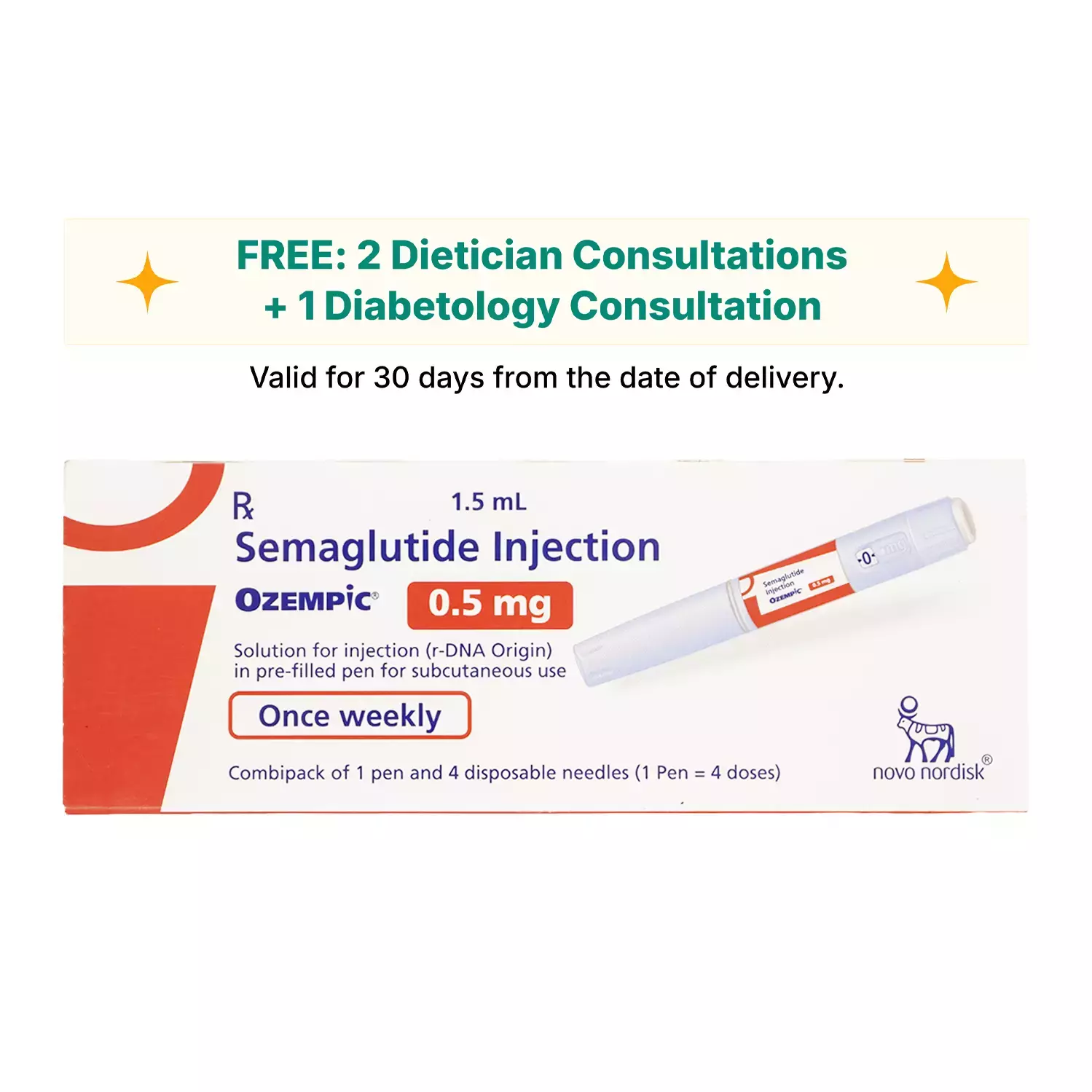 Ozempic 0.5Mg Pre Filled Pen Of 1.5Ml Solution For Injection